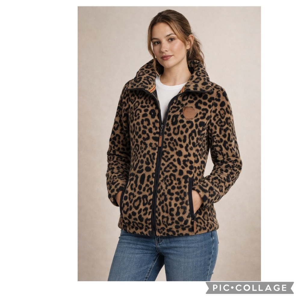 HORSEWARE IRELAND LEOPARD PRINT FLEECE JACKET